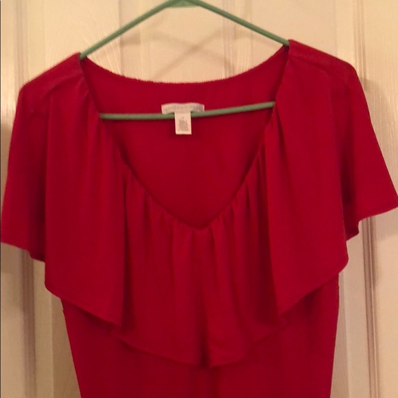 London Times Tops - London Times Red Ruffle Sleeveless Top Medium